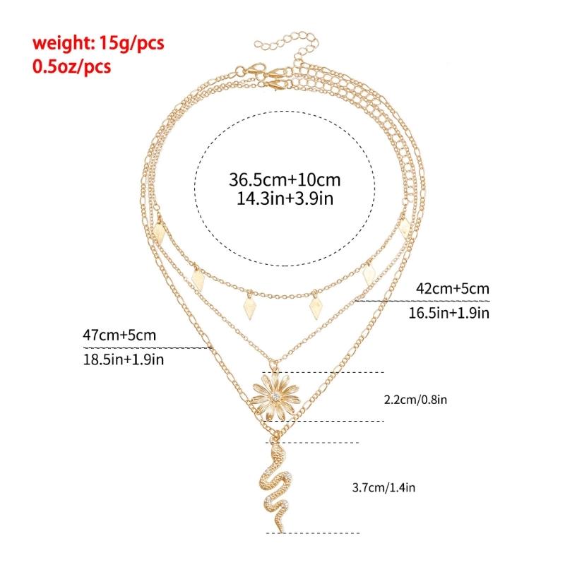 A52E Modern 4 Layer Necklace Featuring Snake Designs and Chokers Chain for Women