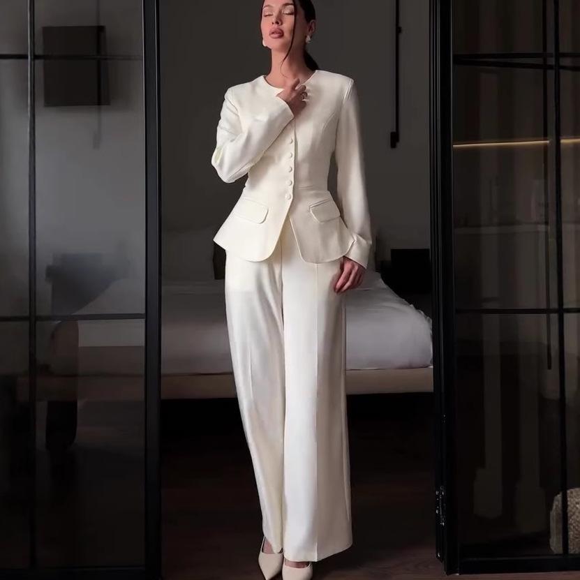 Women's Autumn 2025 Casual Blazer and Trousers Set for Workplace