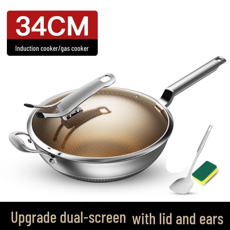 

ZISIZ 316 Stainless Steel Double Honeycomb Non-Stick Wok