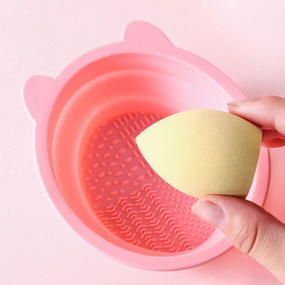

Silicone Makeup Brush Cleaning Bowl Foldable Cosmetic Scrubber Board Brush Cleaning Tool E