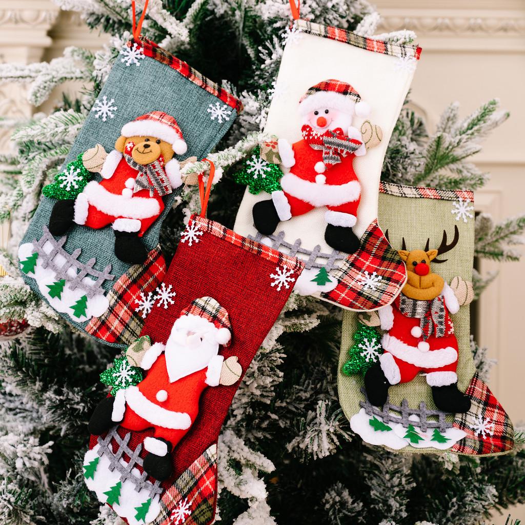 Christmas Burlap Plush Stockings Delightful Holiday Gift Bags For Candy And Decorations