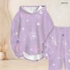 Women Plus Size Beige Grey Printed Two Piece Set Hooded Long Sleeve Top And Cuffed Pants