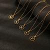 English letter oiled necklace, European and American trend titanium steel chain, round gold letter pendant collarbone chain