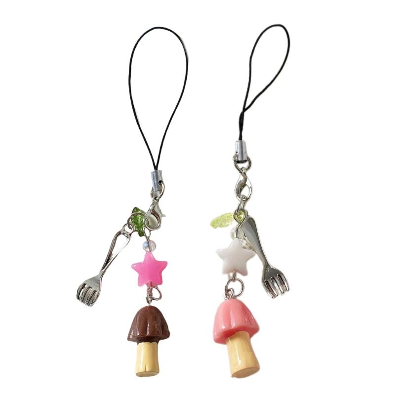 Unique Mushroom Keychain Mobile Chain Creative Phone Jewelry Suitable for Car Key Decoration and Style Enhancement