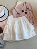 Women's Summer 2026 Slimming White A-line Ruffle Midi Skirt