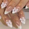 Valentine's White Almond French Pearl Bow Nail Art - European & American Style False Tips