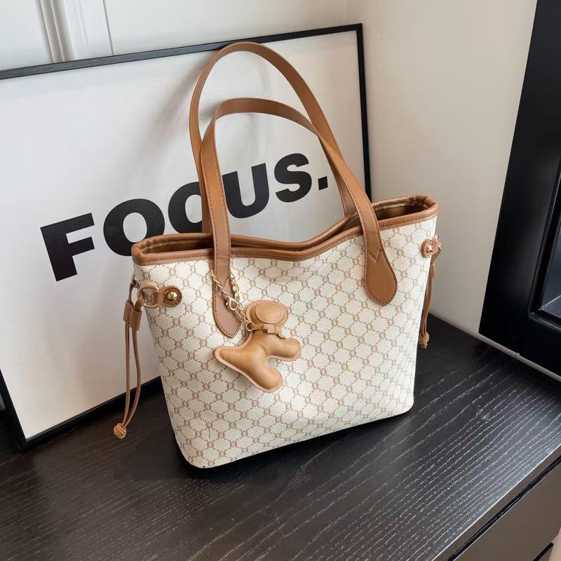 Large Capacity Women'S Fashion Commuter Shoulder Bag Vintage Printed Portable Tote Bag