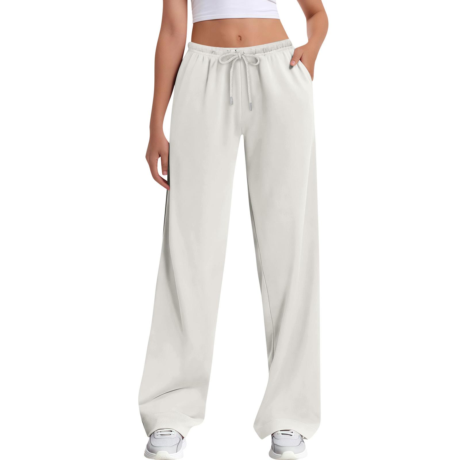 

Женская рабочая одежда Спортивные штаны Повседневные Свободные С высокой талией Штаны для бега Женские спортивные штаны Повседневные брюки Брюки для йоги Домашняя одежда S белый