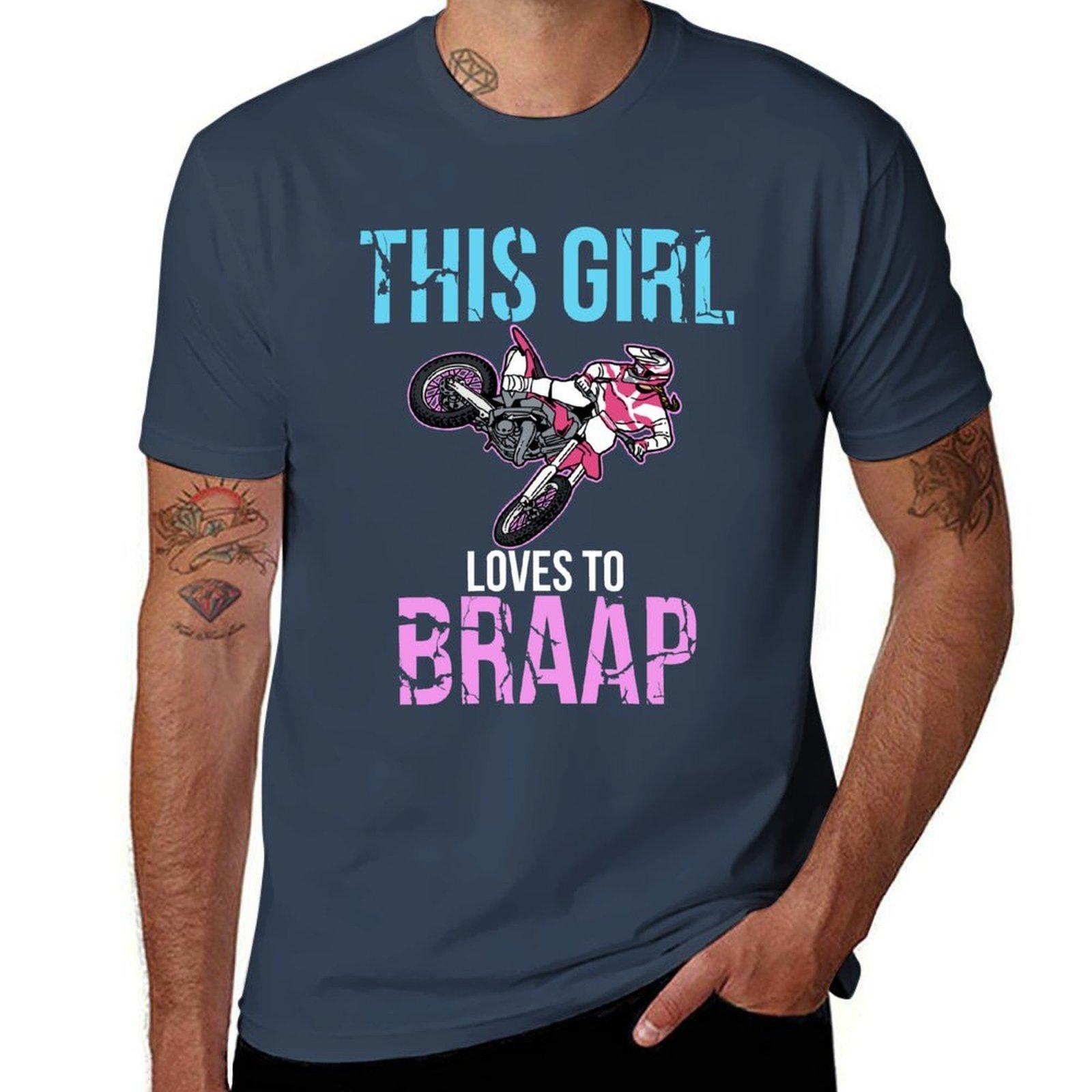 Motorcycle Girls Dirt Bike WoUnisex Motocross Braap TShirt Large Size Short Sleeve TShirt S