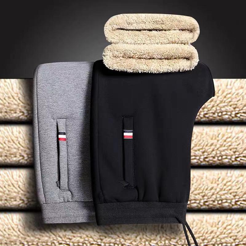 Winter Lambswool Warm Casual Pants Men's Fitness Jogging Sweatpants Male Bottoms Fleece Straight Trousers M-5XL