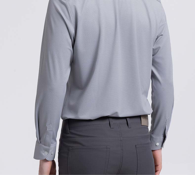 [Containing Mulberry Silk] Langdeng Spring/Summer Anti Wrinkle Men's Formal Shirt with Grid Pattern Business Casual Long Sleeve Shirt for Men