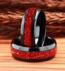 8MM Fashion Men Titanium Wedding Rings Green Shell Inlay Stainless Steel Rings For Men Engagement Wedding Band Anniversary Gifts
