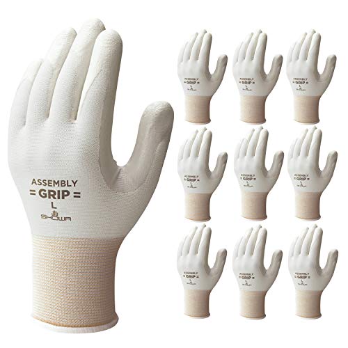 Showa Gloves [10-Pack Nitrile Backless Gloves] No. 370, Simple Packaging, Assembly Grip, Gray, Size M