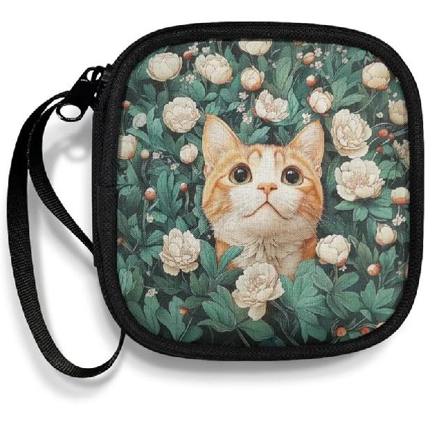 Mushrooms and Moon Carrying Earphone Case Pouch Storage Bag Holder-Earbud Case Headphones Storage Bag Pouch for Headphone, Bluetooth