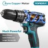 Yofidra 60N.M L 25+3 Torque Electric Impact Dril Cordless Electric Screwdriver With 32/53PCS Tool Kit Power Tool For 21V Battery