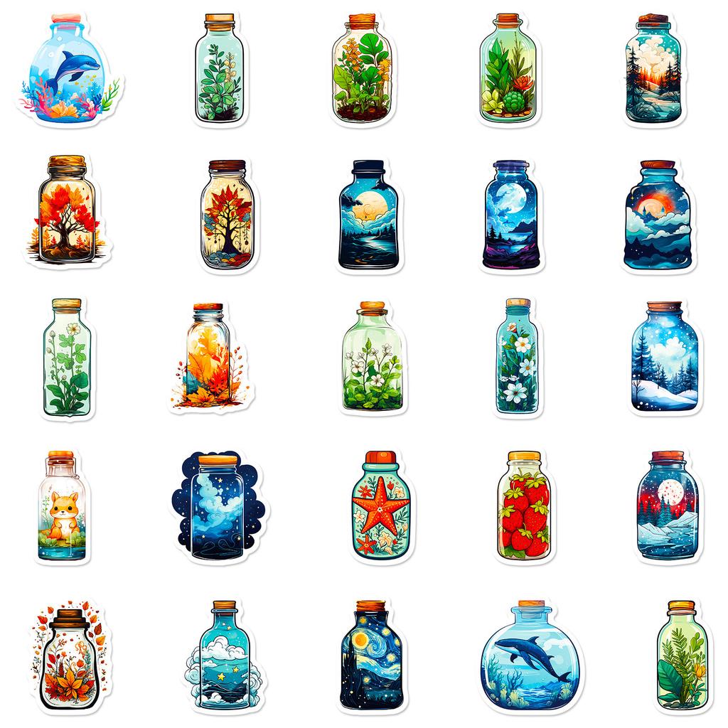 50 Aufkleber Leise Flaschen Tierlandschaft Neue Produkte Wasserbecher Notizbuch Kofferaufkleber Wasserdichte Aufkleber