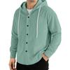 Men's Casual Loose Fit Button Front Hooded Cardigan Long Sleeve Top