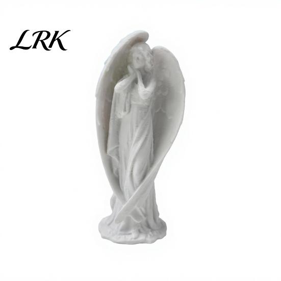Integrated Printing Angel Art Statue, 3D Printed Winged Figurine, Guardian Home Office Decor Tabletop Sculpture for Desk Shelf Matte White