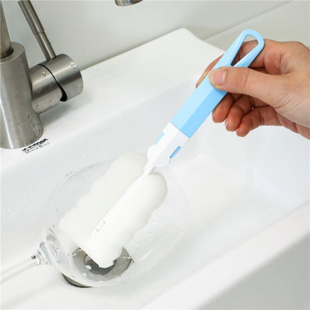 Long Handle Milk Bottle Brush Detachable Cup Cleaning Brush Sponge Cup Washing Brush  Kitchen