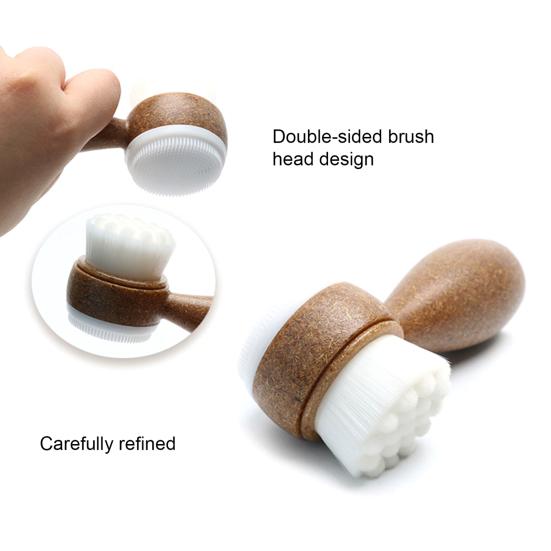 Mini Facial Cleansing Brush Dual-Sided Gentle Exfoliating Brush with Handle Hygienic Skincare Tool for Deep Pore Cleaning