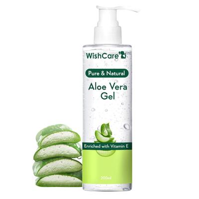 WishCare Pure Aloe Vera Gel 200ml With Vitamin E for Skin Face Hair Men Women Deep Hydration