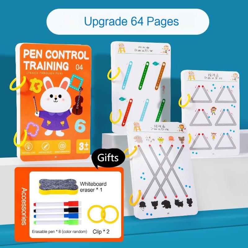 Magical Tracing Workbook Control Training Pen Book Set Reusable Magic Practice Copybook Children Drawing Education Stationery