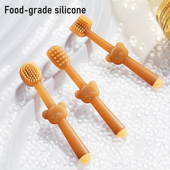 Pet Toothbrush with Soft Silicone Heads Dental Care Kit for Dogs Cats Ergonomic Handle Removable Heads Pet Tongue Cleaner for Oral Hygiene & Bad