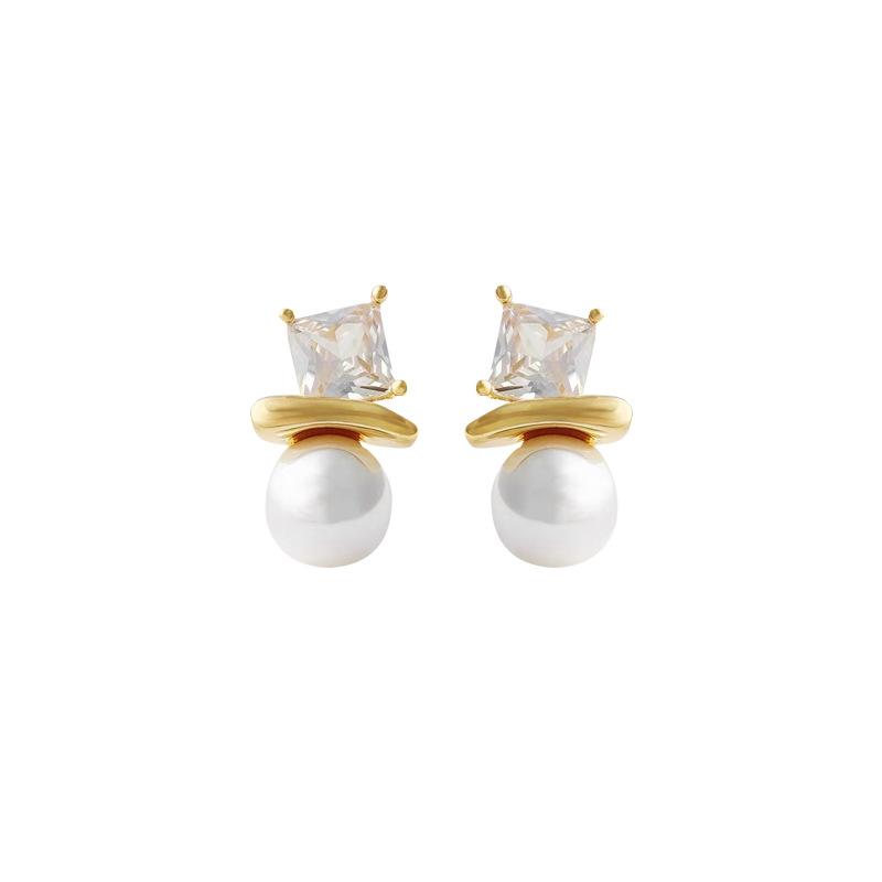 Fashion exquisite high-end commuter stud earrings niche design earrings pearl zircon earclips earrings without earrings women