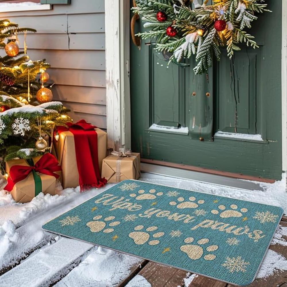 Wipe Your Paws Door Mat Winter Outdoor Rug Christmas Decorative Doormats Home Kitchen Entrance Rug Floor Front Door Mats Door