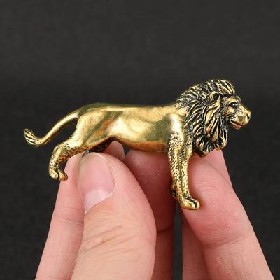 Retro Lion Brass Ornament Office Desktop Decoration Small Tea Pet Collection of Antique Bronze Artifacts and Handicrafts