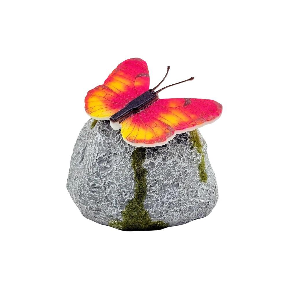 ABS Solar Butterfly Stone Lamp Simulation Stone LED Lawn Light Outdoor Garden Decor