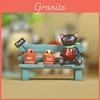 Cute Black Cat Sitting On Bench Watering Flowers Figure With Micro Landscape For Desk Decoration And Promotional Gift