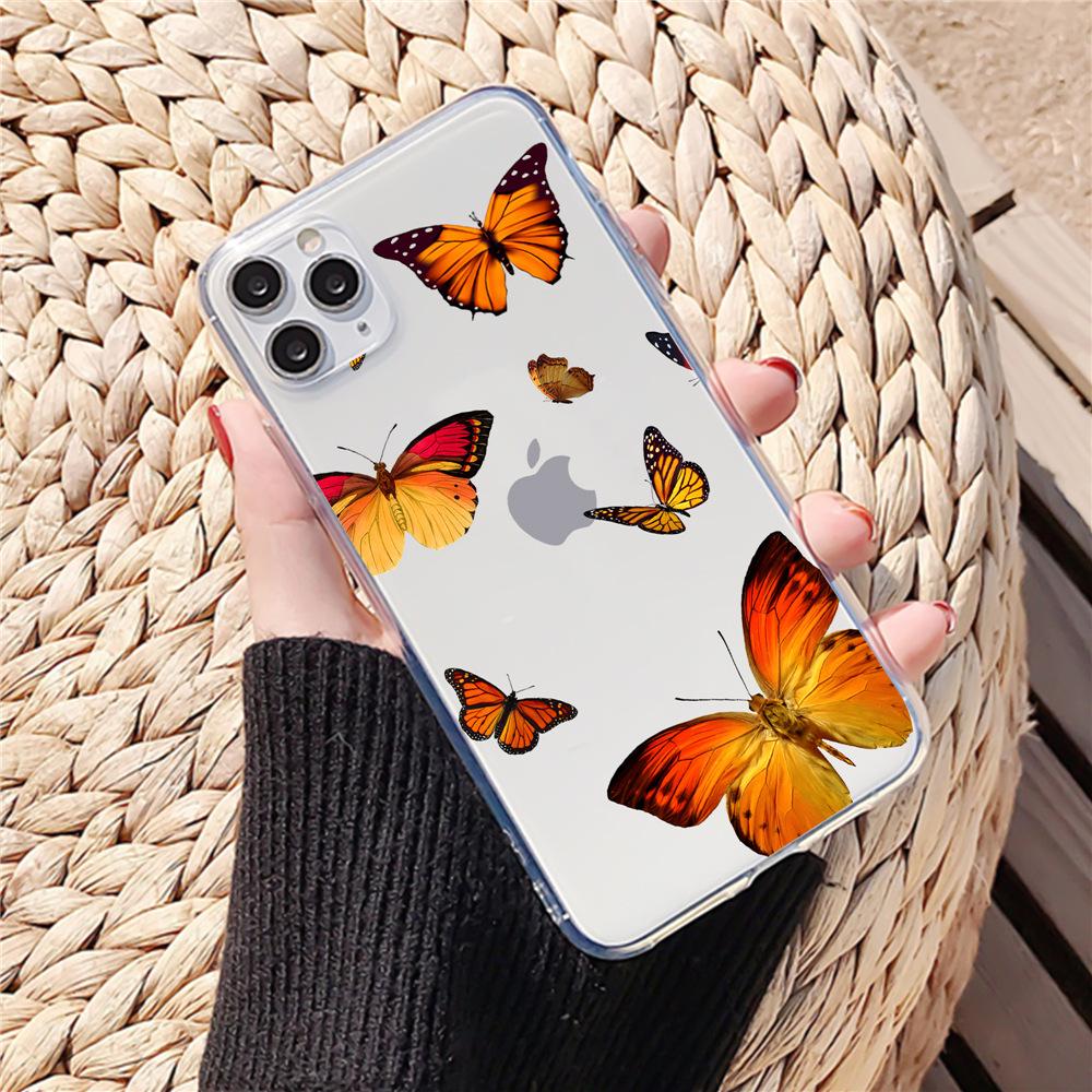 Blue Butterfly Transparent TPU Phone Case for Apple iPhone 14 Pro Max