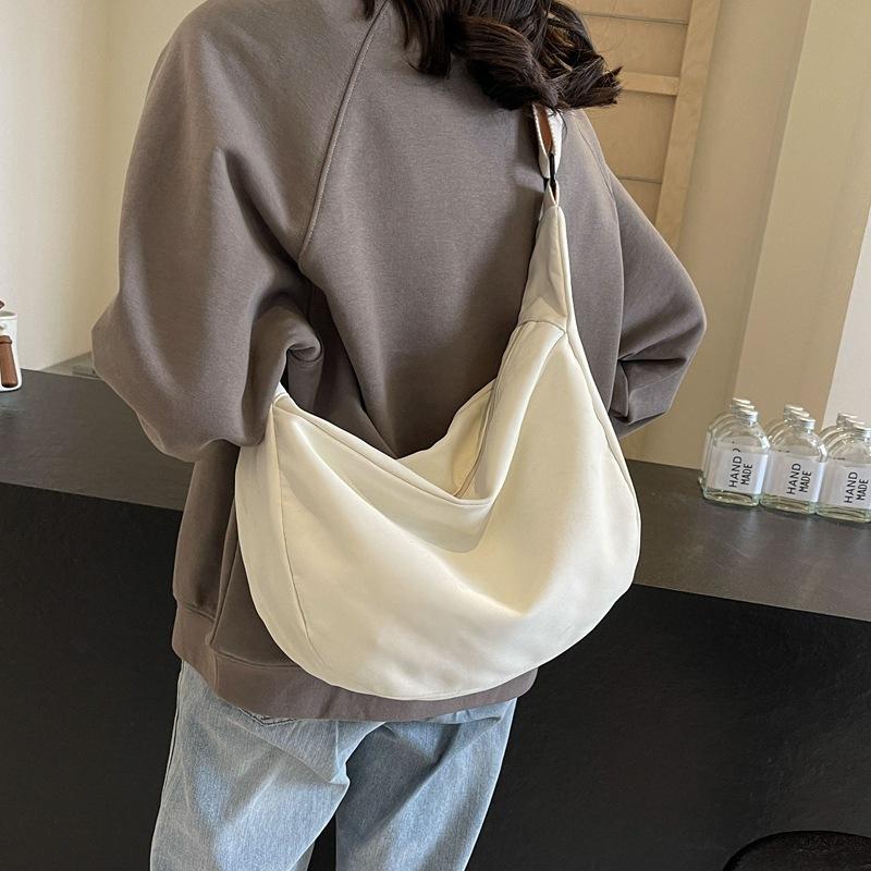 New Canvas Tote Bag Large Capacity Bag Trendy Simple Dumpling Bag Fashionable Shoulder Messenger Bag