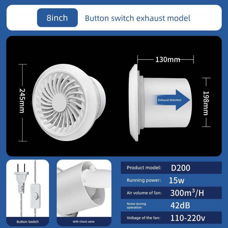 Exhaust Fan for Bathroom, Powerful Silent Household Wall-Mounted Window Duct Exhaust Fan, Toilet Exhaust Fan