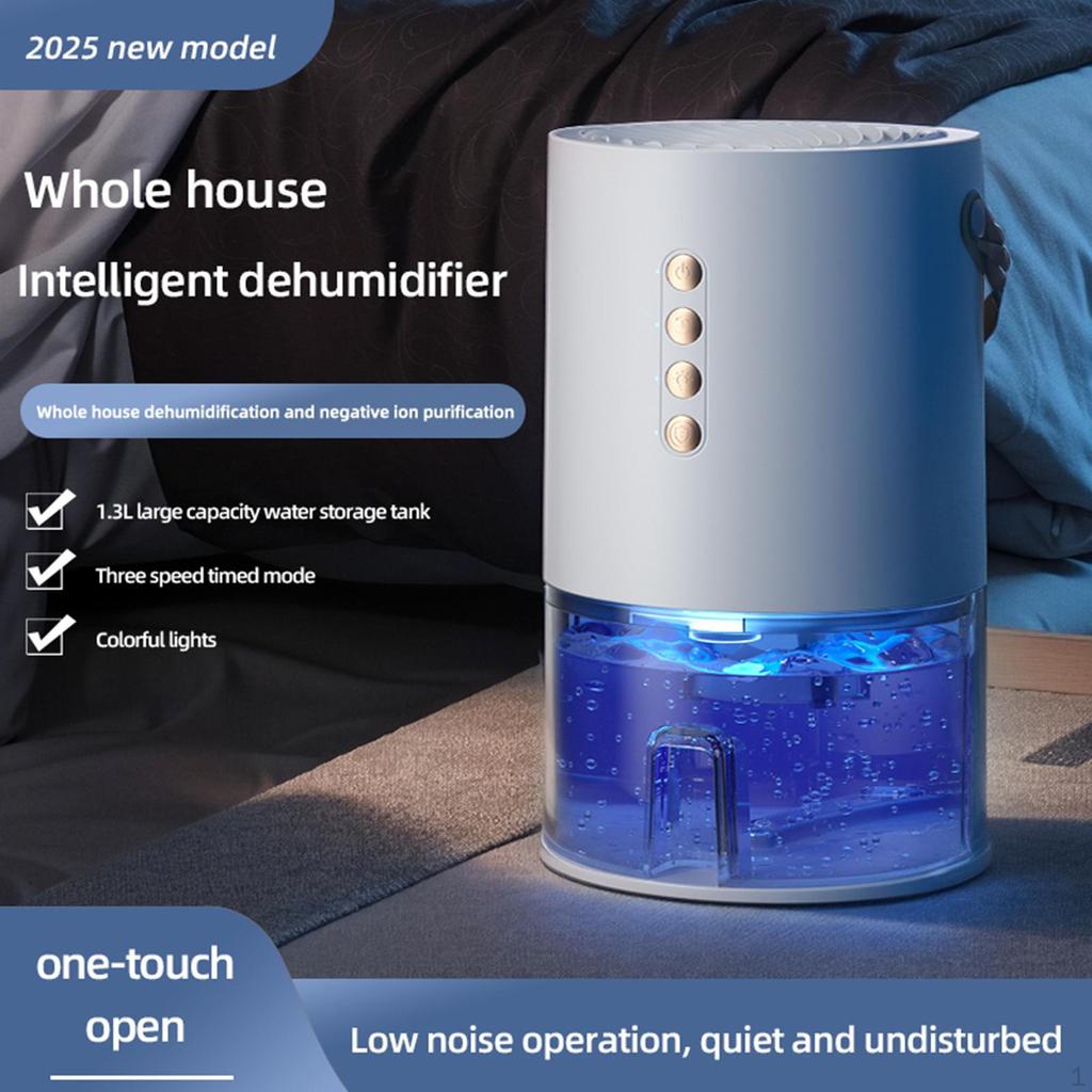 Dehumidifier Air Cleaner Auto Shut Off Convenient Household Quiet Negative Ion Purifier for Living