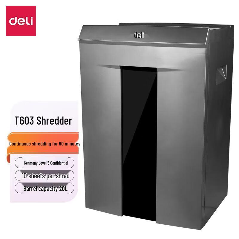 

Deli T603 High-Security Business Paper Shredder CN plug (adapter included)