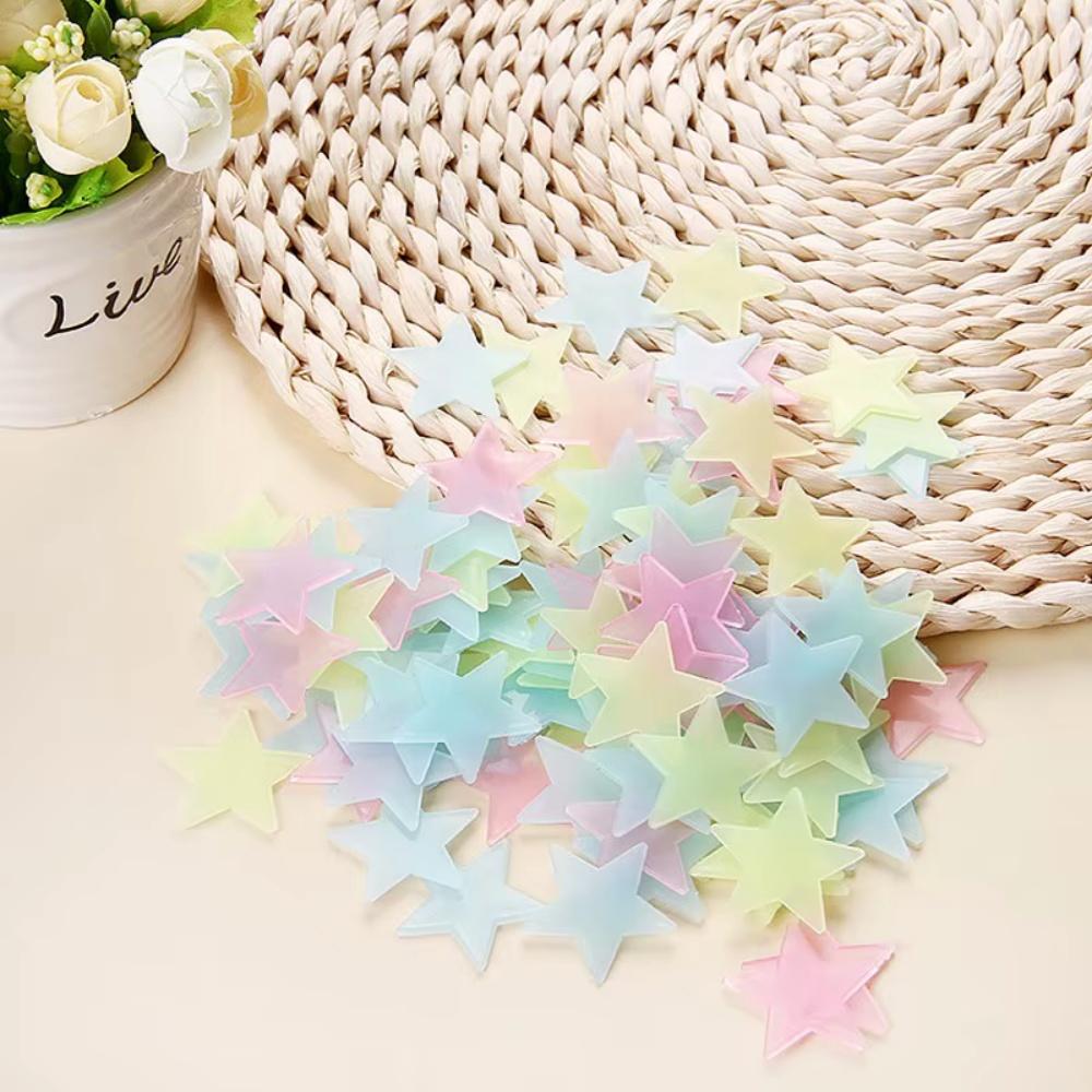 

3D Star and Moon Energy Storage Fluorescent Glow In the dark Luminous on Wall Stickers for Kids Room living room Deca Small