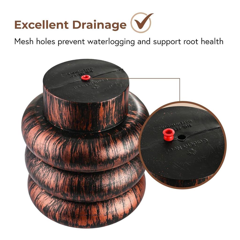 10 Inch Plastic Wooden Texture Pots for Plants Balcony and Living Room | Flower Pots for Garden | Decorative Planters for Home Decor