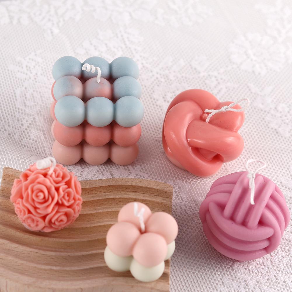 3D Bubble Candle Silicone Mold Handmade Aromatherapy Soy Wax Candle Mould DIY Nonstick Cube Soap Mold Making Supplies Home Decor