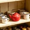 Classic 1:12 Scale Miniature Enamel Kettle for Dollhouse Kitchen Retro Design