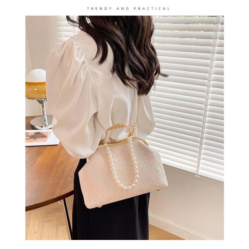 Luxury Oriental Handbag Pearl Embellished Lace Tote Bag for Women