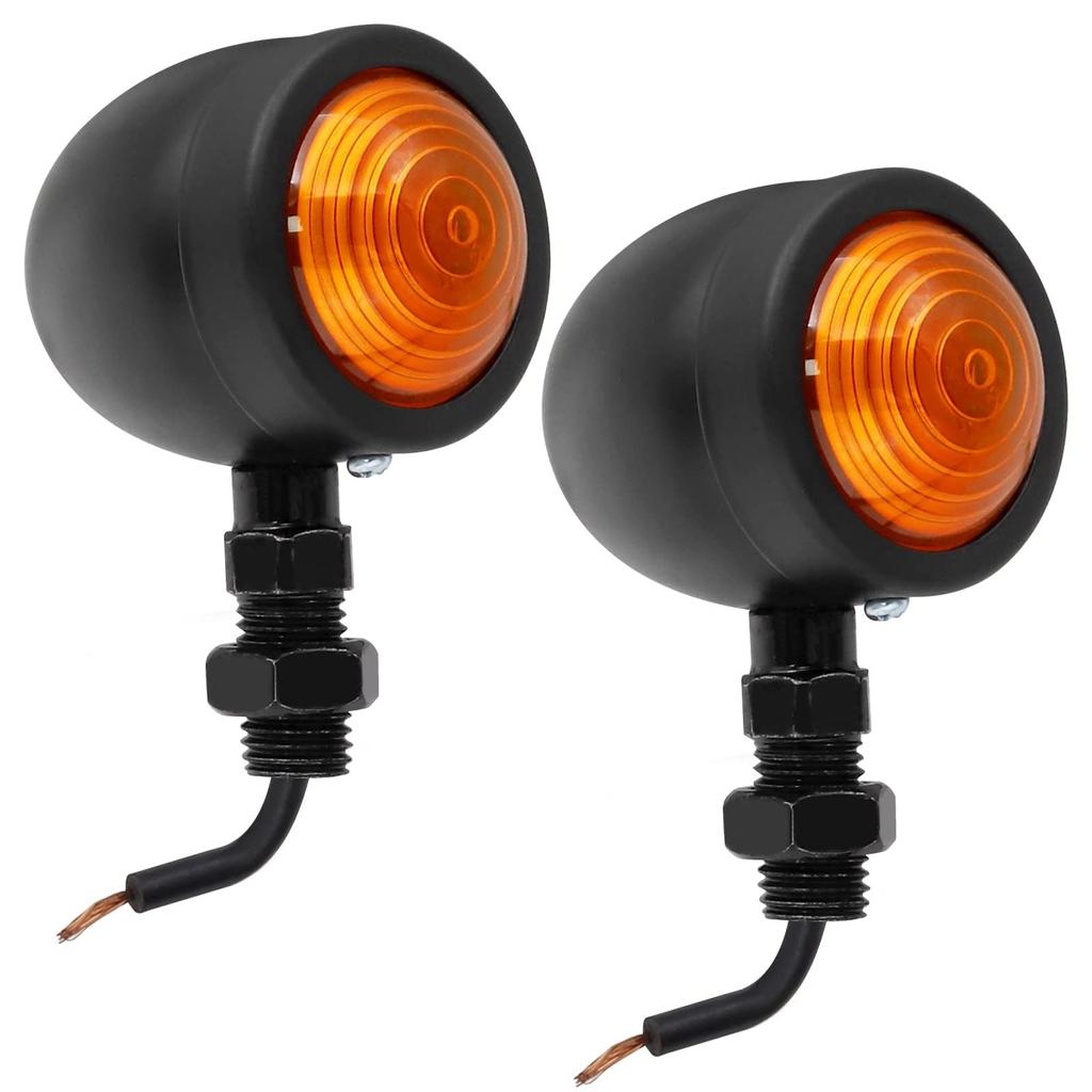 Biqing Motorcycle Indicators, Bullet Shape, Excellent Heat Dissipation, LED Turn Signals, Bullet-Shaped, Universal 12V, 2-Piece Set (Black)