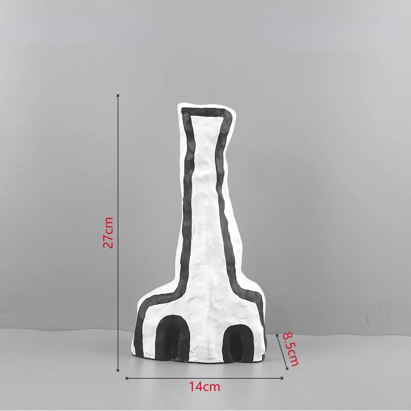 Resin Vase Abstract Geometric Graffiti Cartoon Eye Pattern Flower Vase Resin Handicraft Room Decoration Accessories
