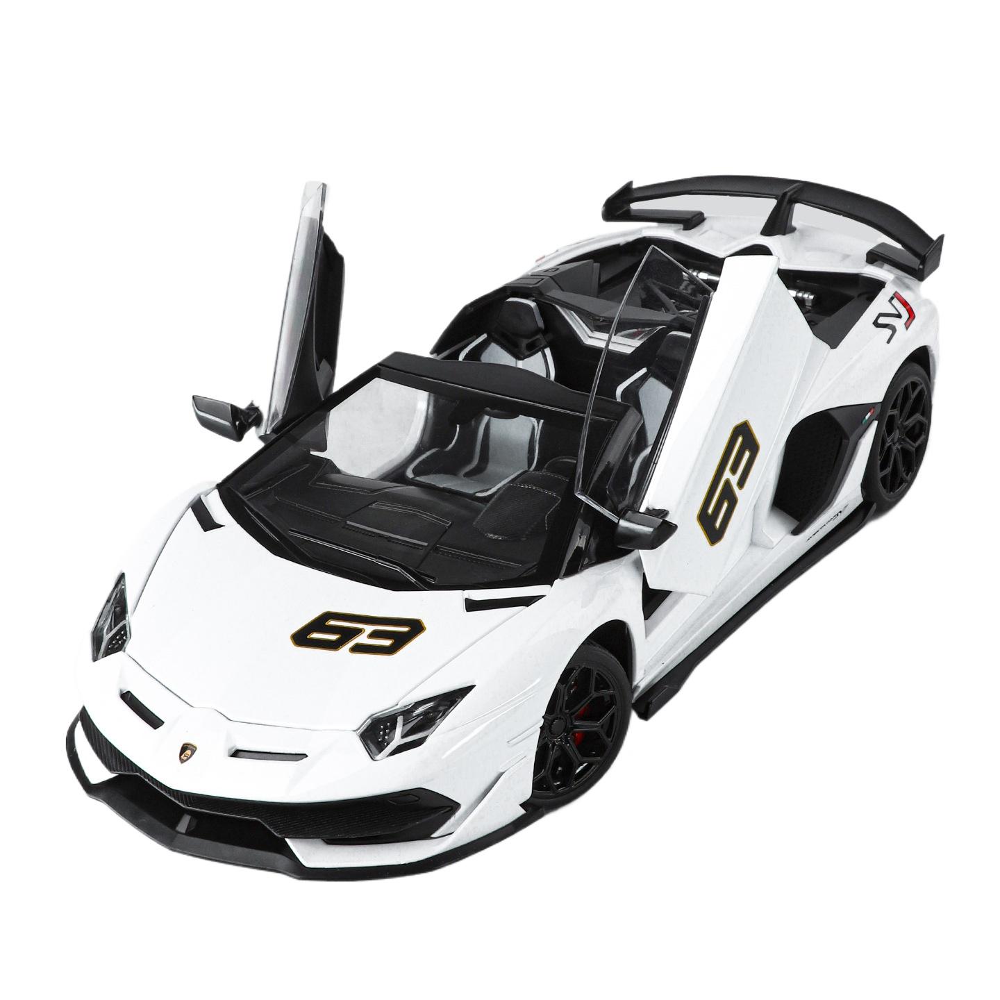 

Большая модель суперкара Lamborghini Aventador SVJ в масштабе 1/18, имитация деталей интерьера, коллекционные украшения для взрослых, подарок для мальчика, игрушки на Хэллоуин белый