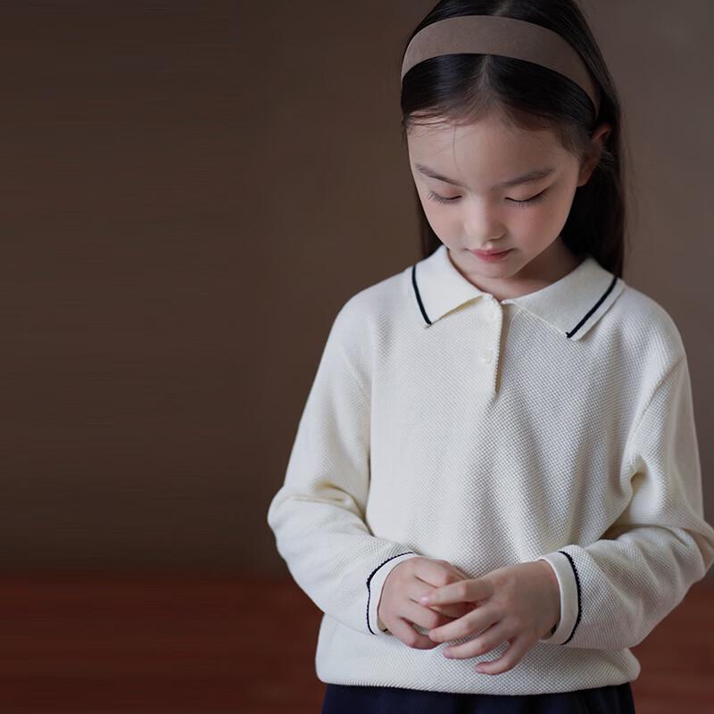 Hacikis Kids  Korean Style Long Sleeve Knit Polo T-Shirt 140