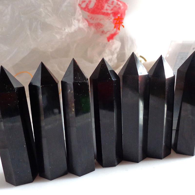 Elegant And Timeless 100% Natural Obsidian Black Quartz Crystal Stone Point Healing Hexagonal Wand