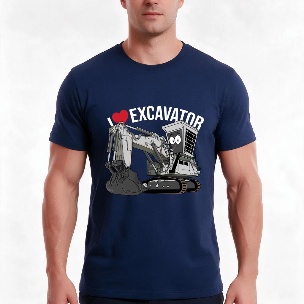 I Love Excavator Forever Tshirt Summer Casual Cotton Tee Oversized Streetwear Tops Vintage Graphic Print Unisex Unisex Unisex