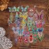50 Transparent INS Butterfly Jewelry Stickers, Waterproof Transparent PET Handbook Material Decorative Guitar