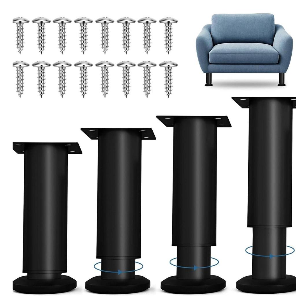 4Pcs Adjustable Furniture Legs,Heavy Duty,12cm-19cm Sturdy Metal Replacement Bed Support Leg for